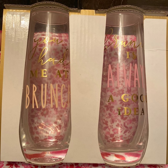 Set of 2 champagne flutes Brunch themed - Picture 2 of 5